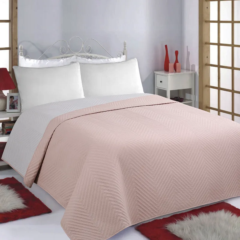 Κουβερλί Υπέρδιπλο (220x240) 2 Όψεων Silk Fashion Bones Pink-Grey