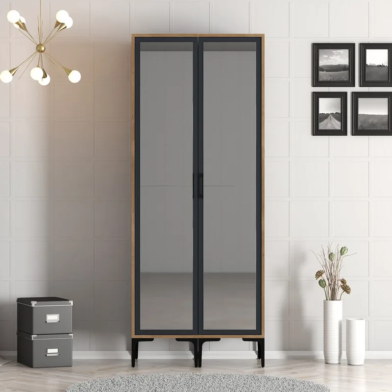 Ντουλάπα Ρούχων Kumsal Rr - Walnut, Anthracite 845Hct5434 (80x201,4x47,5 cm)
