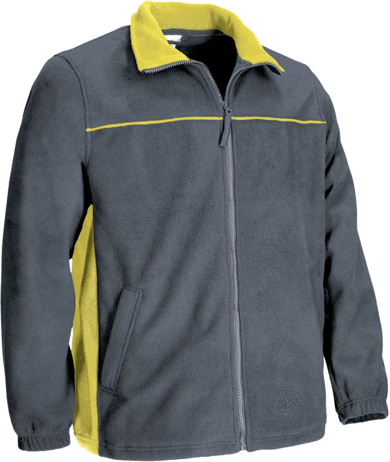 Fleece Jacket THUNDER Valento FPVATHUGA Cement Grey-Lemon Yellow