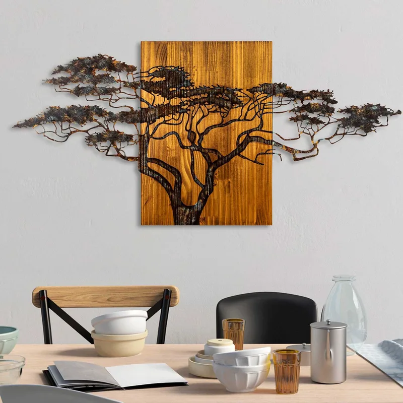 Ξύλινο Διακοσμητικό Τοίχου Acacia Tree - 329-A 899Skl2671 144x70x3 cm