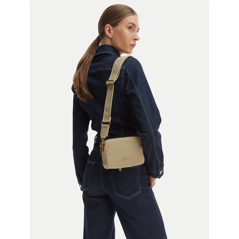 Τσάντα Calvin Klein Webbing Strap Canvas Camera Bag LV04F3385G Μπεζ