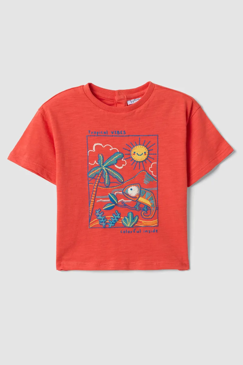 OVS βρεφικό T-shirt με print Regular Fit - 002686618 Κόκκινο