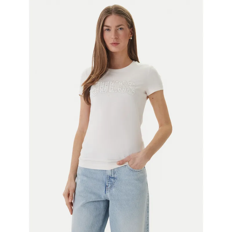 Guess T-Shirt W5GI04 J1314 Λευκό Slim Fit