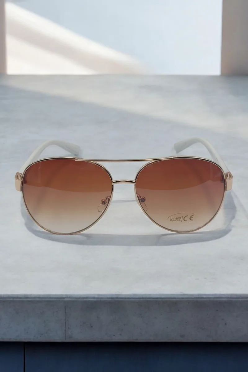 ΓΥΑΛΙΑ ΗΛΙΟΥ ΣΕ ΣΤΥΛ AVIATOR ΧΡΥΣΟ ΜΕ DEGRADE ΚΑΦΕ ΦΑΚΟ