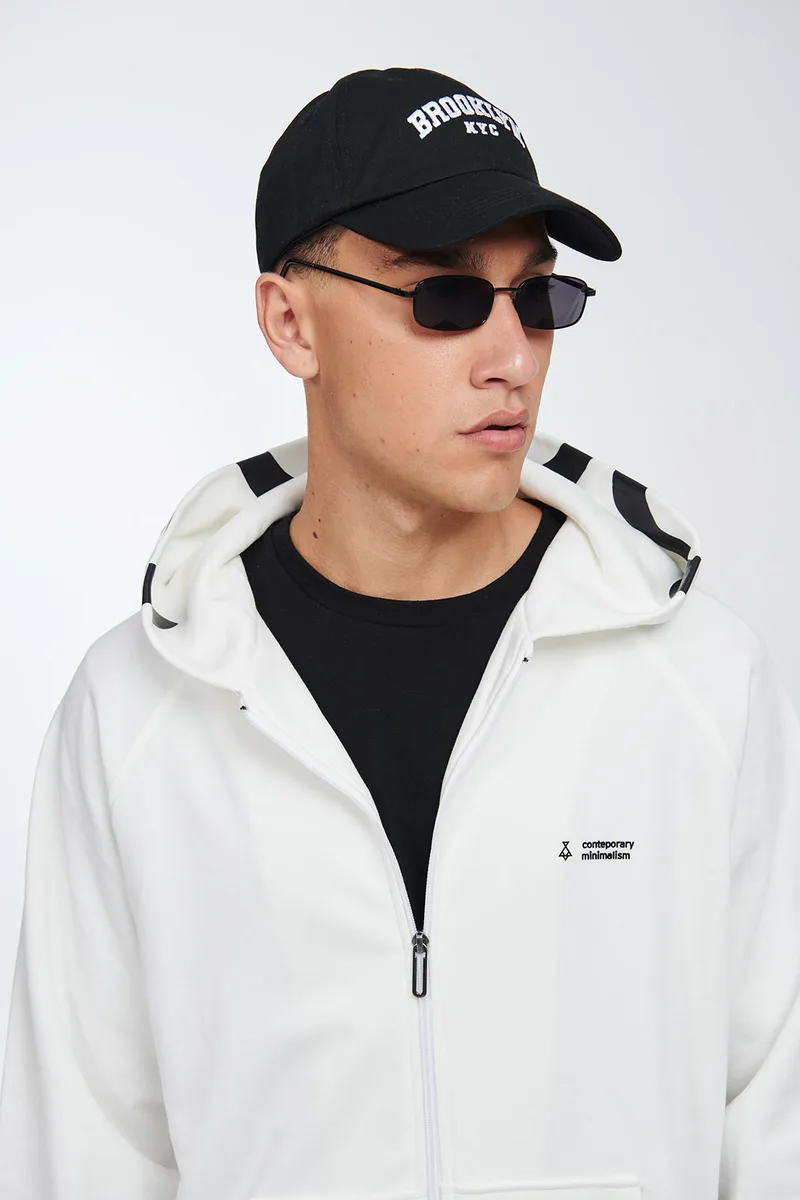 Off white φούτερ ζακέτα με κουκούλα