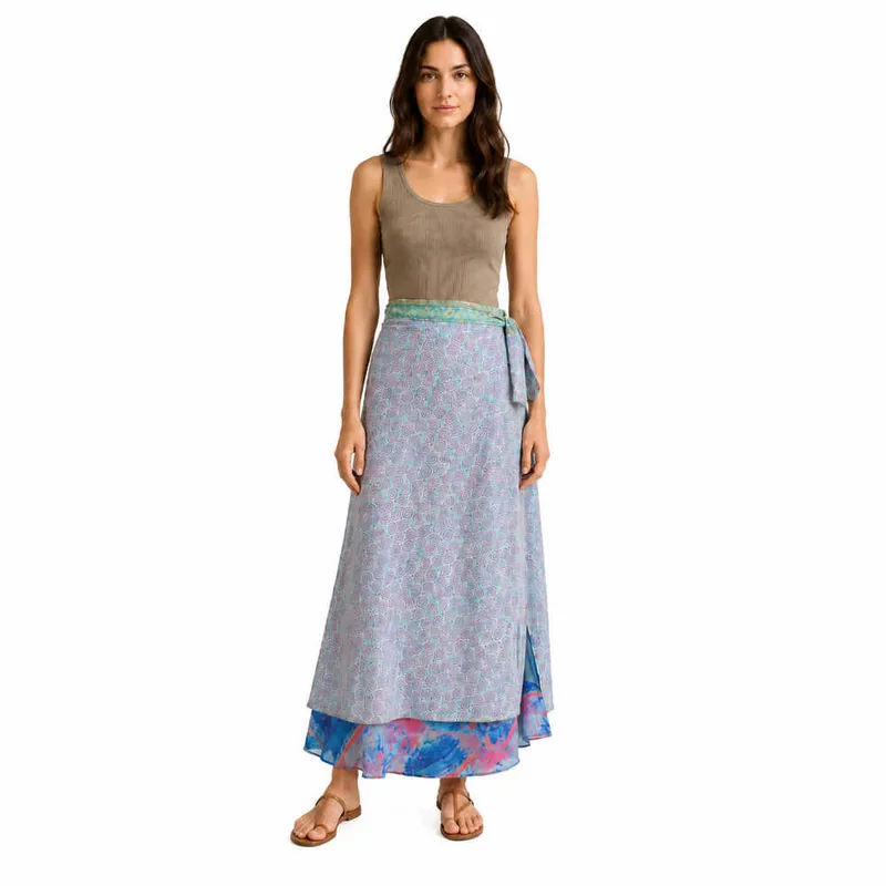 Μακριά Φούστα Boho με Εμπριμέ Σχέδια Μωβ 27417