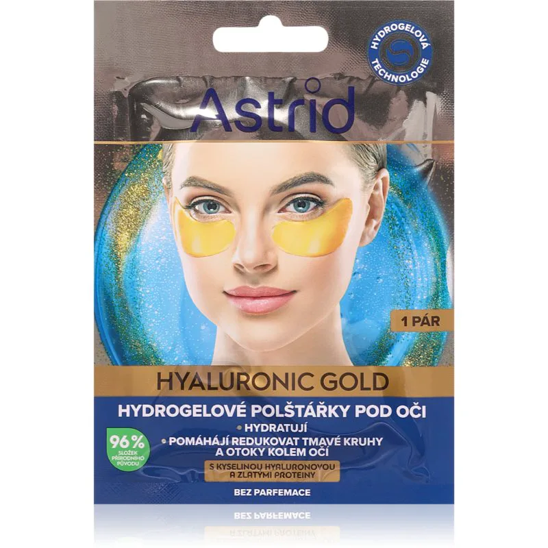 Astrid Hyaluronic Χρυσό μάσκα για τα μάτια ενάντια στις ρυτίδες, το πρήξιμο και τους μαύρους κύκλους 2 τμχ