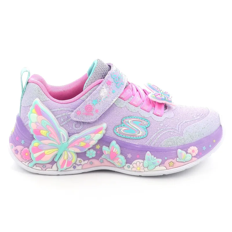 Παιδικό Αθλητικό Παπούτσι για Κορίτσι Skechers Butterfly Bliss με Φωτάκια On/Off Χρώματος Μωβ 303065L-LVMT