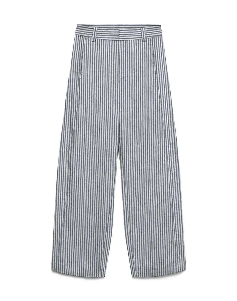VERO MODA VMSELMA HW BARREL PANTS WVN NOOS 10345666-Navy BlazerSNOW WHITE Gray
