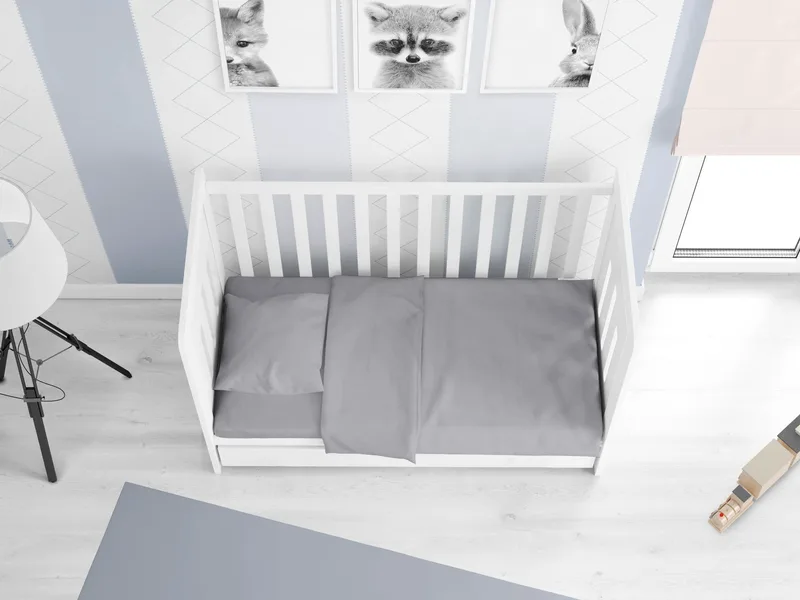 Σετ Σεντόνια Κούνιας 3 Τεμαχίων Dimcol Solid 495 Dark Grey 120x160