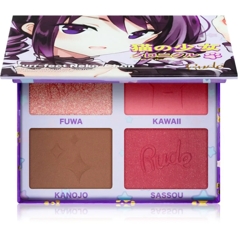 Rude Cosmetics Manga Face Palette πολυλειτουργική παλέτα για το πρόσωπο απόχρωση Purr-fect Neko-Chan 11.2 γρ