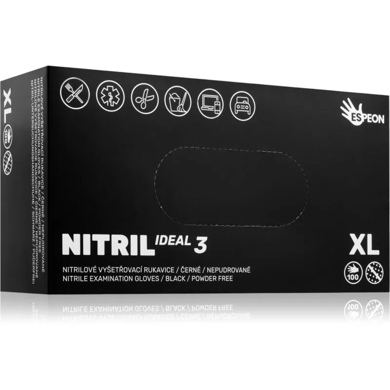 Espeon Nitril Ideal3 Black γάντια νιτριλίου χωρίς πούδρα μέγεθος XL 100 τμχ