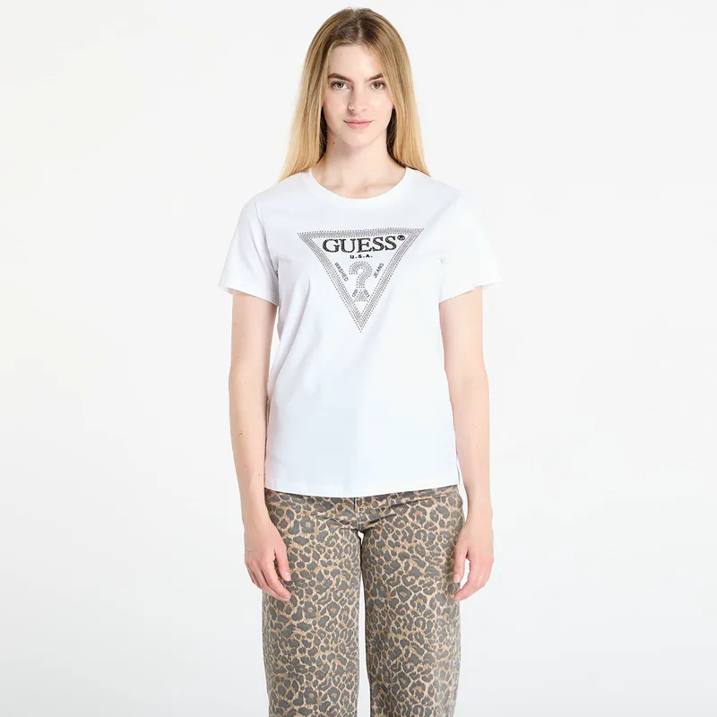 T-shirt GUESS Ss Cn Krystal Triangle Tee White XS