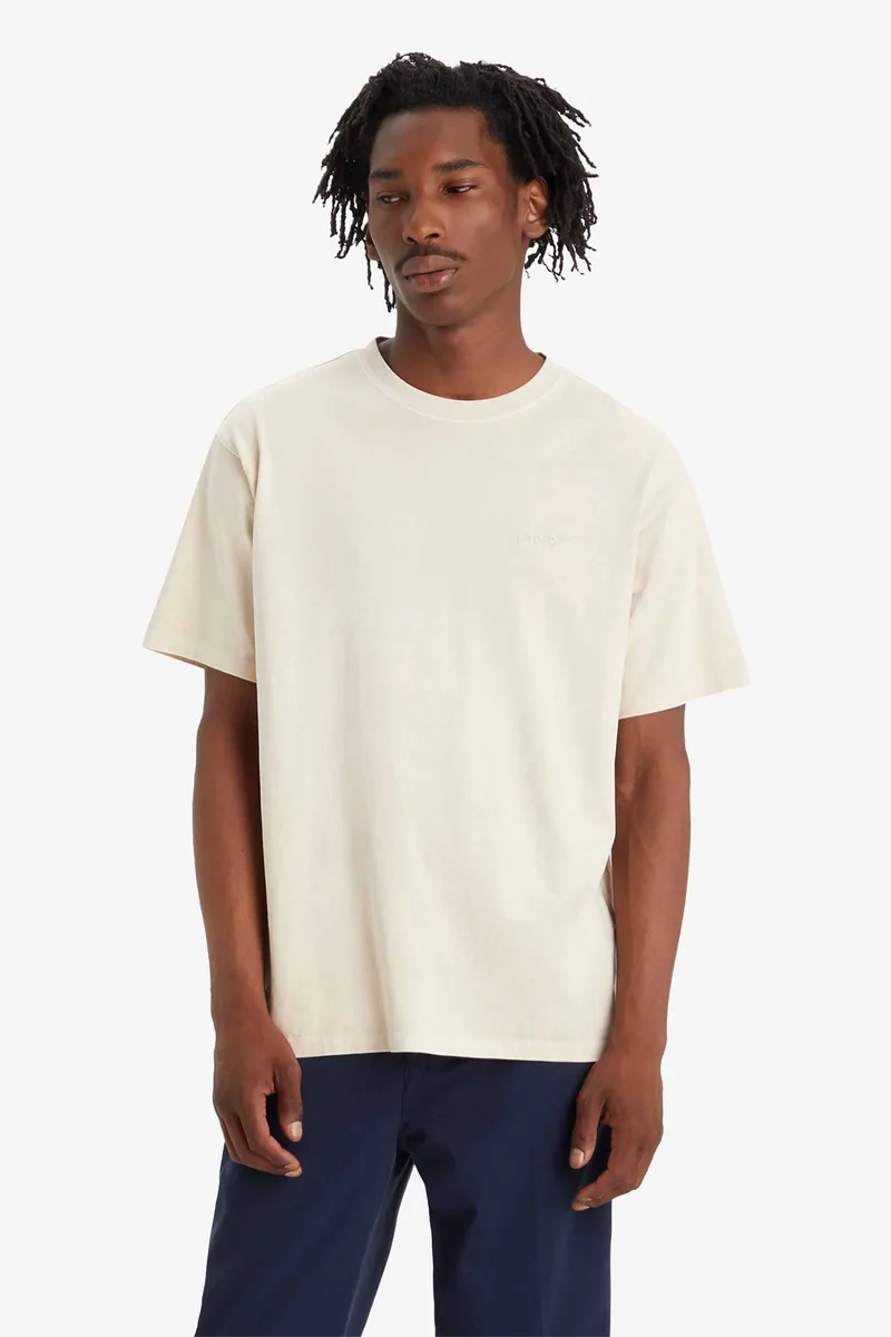 Levi's® ανδρικό T-shirt μονόχρωμο με ανάγλυφο λογότυπο Relaxed Fit - A06370093 Εκρού