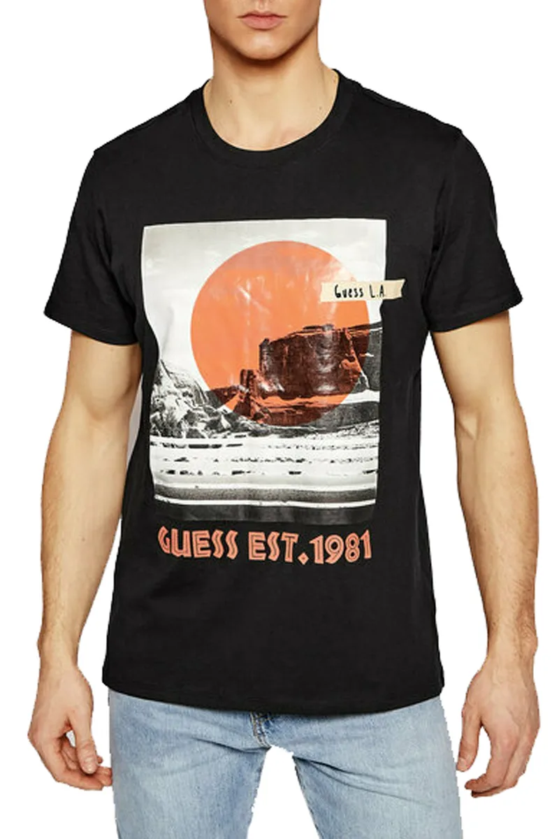 Μπλούζα Κοντομάνικη Guess Print M1GI54I3Z11-GU0-JBLK Ανδρικό