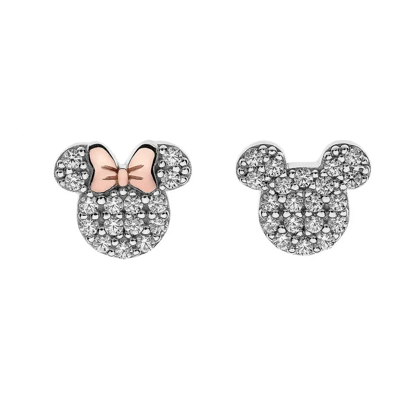 DISNEY Ασημένια Σκουλαρίκια Με τη Minnie Και τον Mickey ES00015TZWL.CS