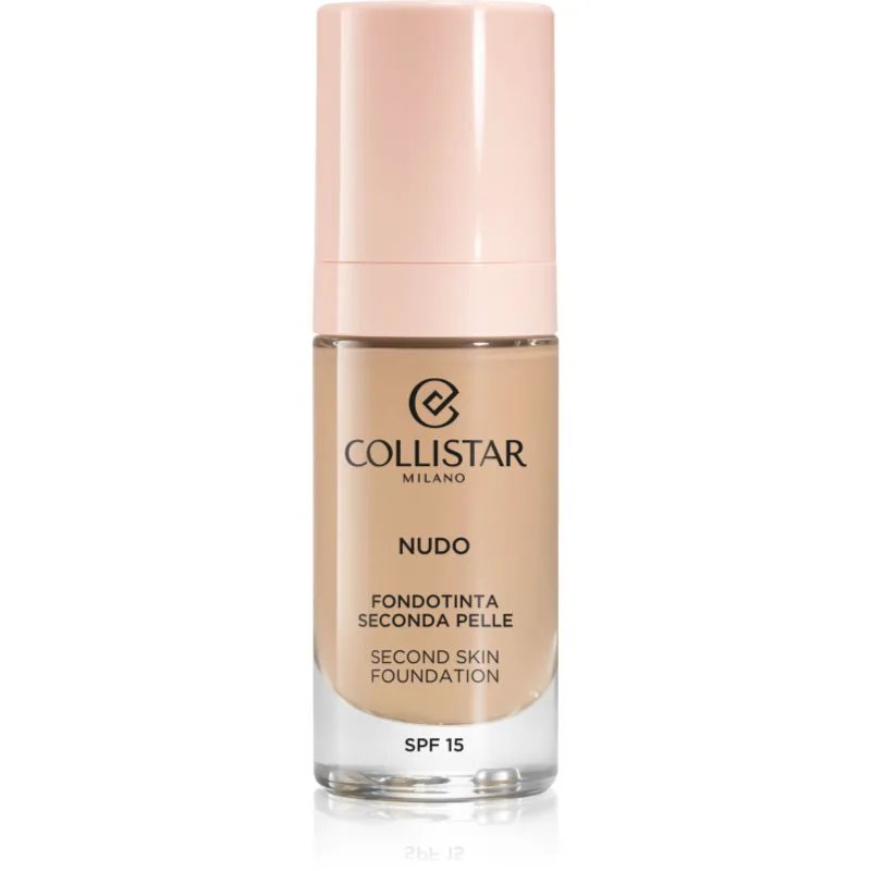 Collistar NUDO Second Skin Foundation SPF 15 λαμπρυντικό ενυδατικό μεικ απ με λειαντικό αποτέλεσμα απόχρωση 2R Μπεζ Rosato 30 ml