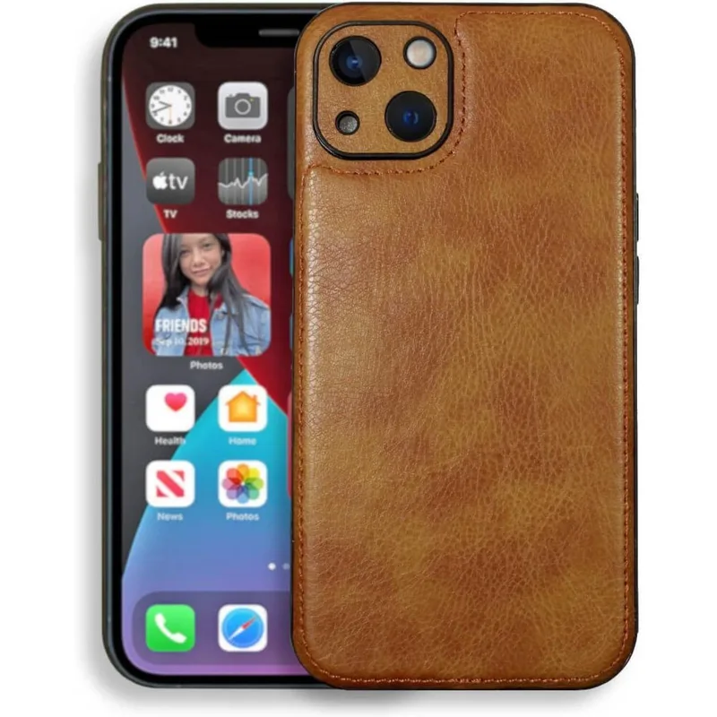 Θήκη iPhone 13 Bodycell Prestige Backcover με Πλαίσιο Κάμερας - Brown (5206015068133)