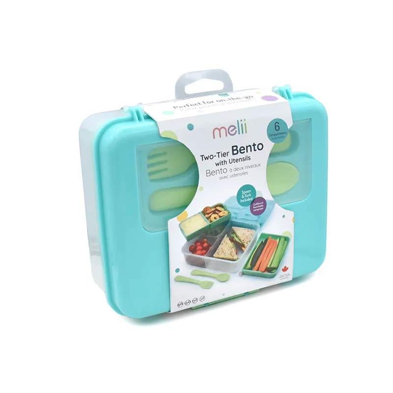 Φαγητοδοχείο 2 Ορόφων Με Έως 6 Χωρίσματα Bento Lime-Mint-Blue 20x15x8εκ. Melii MEL21510 (Χρώμα: Μπλε) - Melii - MEL21510