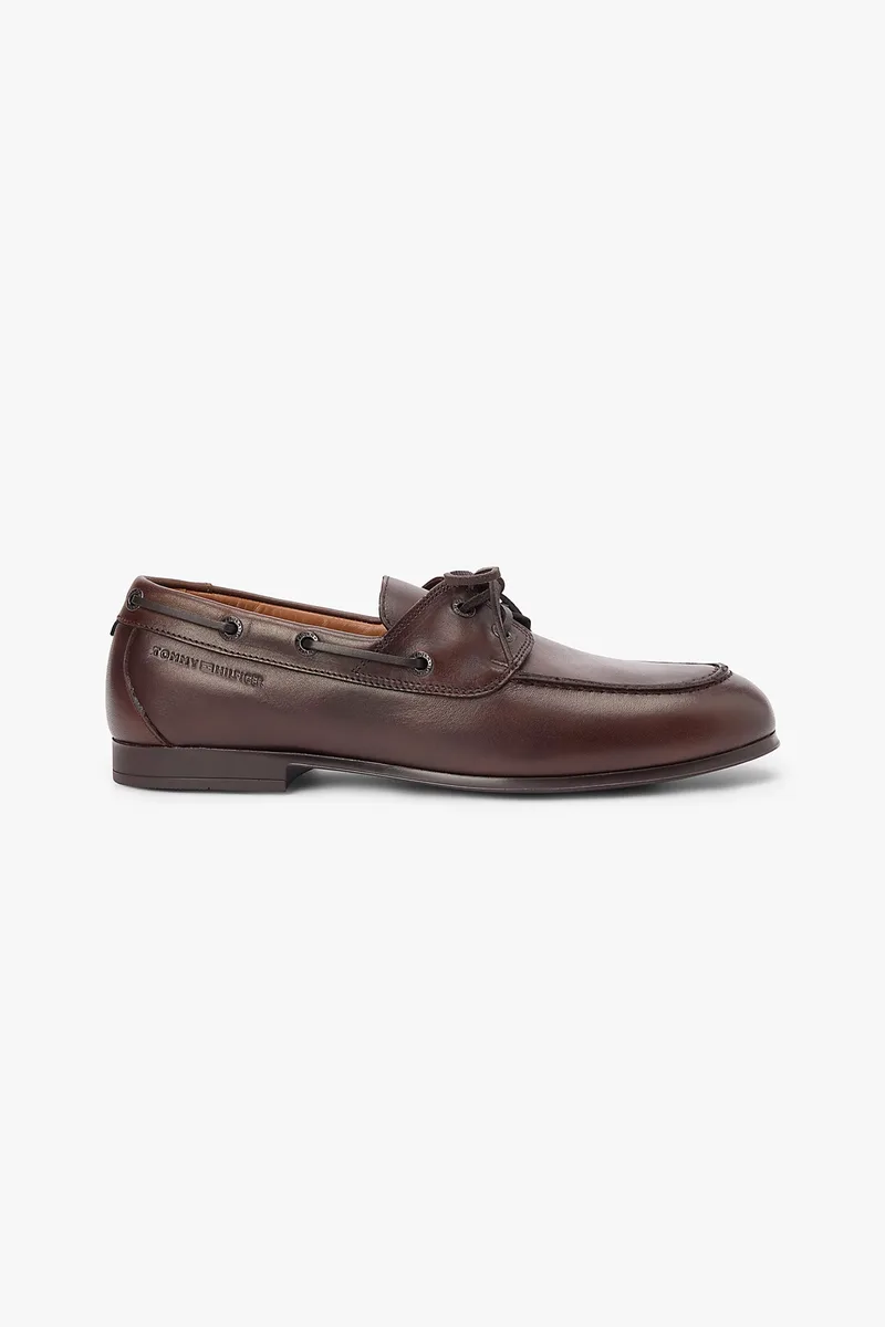 Tommy Jeans ανδρικά δερμάτινα boat shoes - FM0FM05748 Καφέ