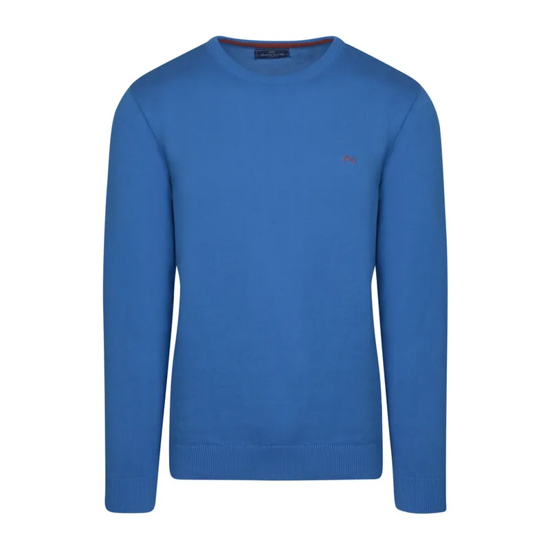 Logo-Embroidered Πλεκτή Μπλούζα Γαλάζια in Cotton (Modern Fit) New Arrival