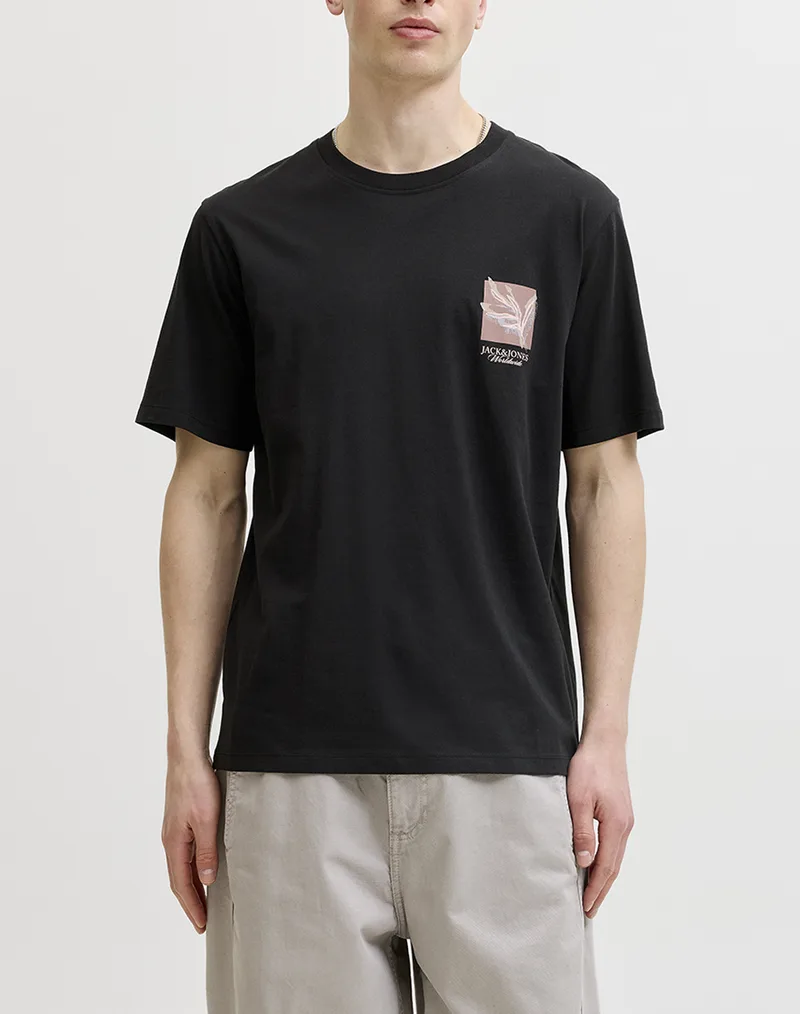JACK&JONES JORMONTAUK CHESTIE TEE SS CREW NECK FST 12297889-BLACK Black