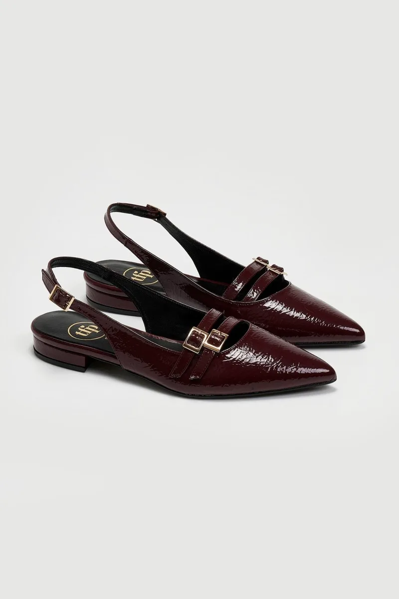 TFP Patent Pointed Ballerinas - 129 - Burgundy