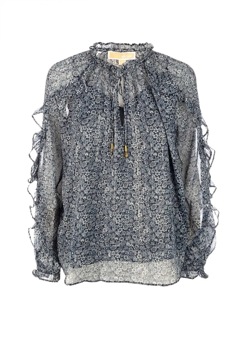 MICHAEL KORS ΜΠΛΟΥΖΑ FLORAL C-THRU ΕΣΩΤΕΡΙΚΟ TOP ΜΠΛΕ