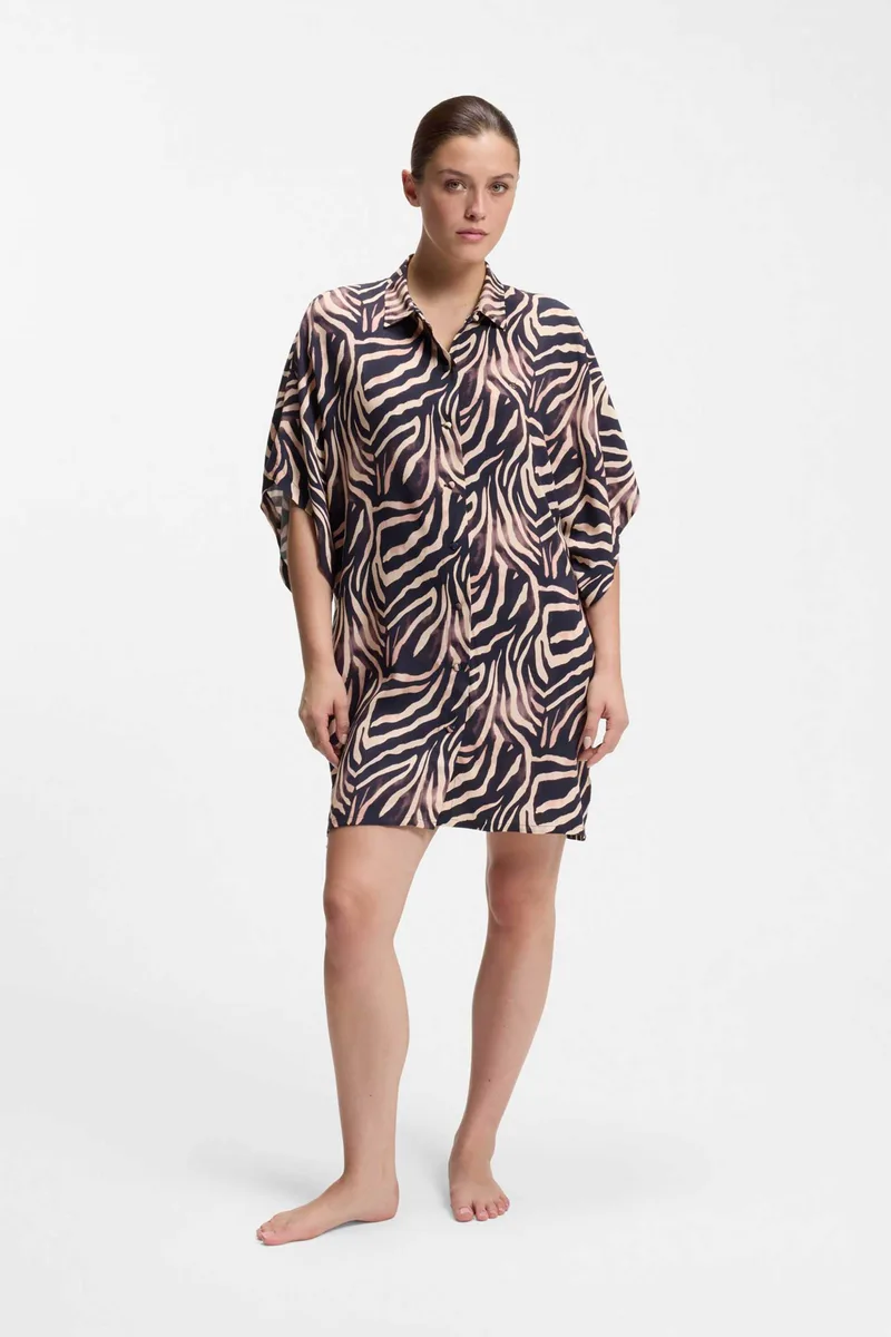 Hugo Boss γυναικείο καφτάνι με print - 50561289 Ασπρόμαυρο