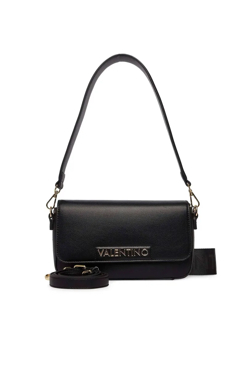 Valentino γυναικεία τσάντα ώμου/crossbody με μεταλλικό λογότυπο "Aury Re" - 73LVBS9OB09/AUR Μαύρο