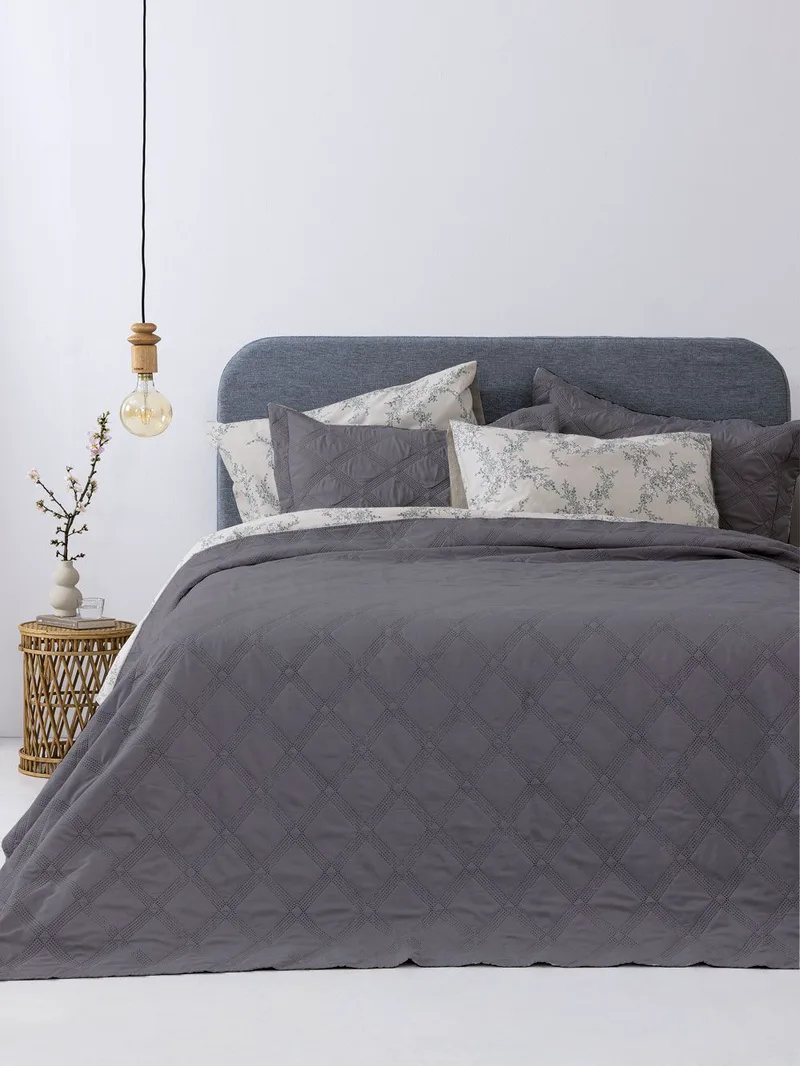 ΣΕΤ ΚΟΥΒΕΡΛΙ ΥΠΕΡΔΙΠΛΟ PALAMAIKI HOME IFIGENEIA GREY 3ΤΜΧ (220X240CM)
