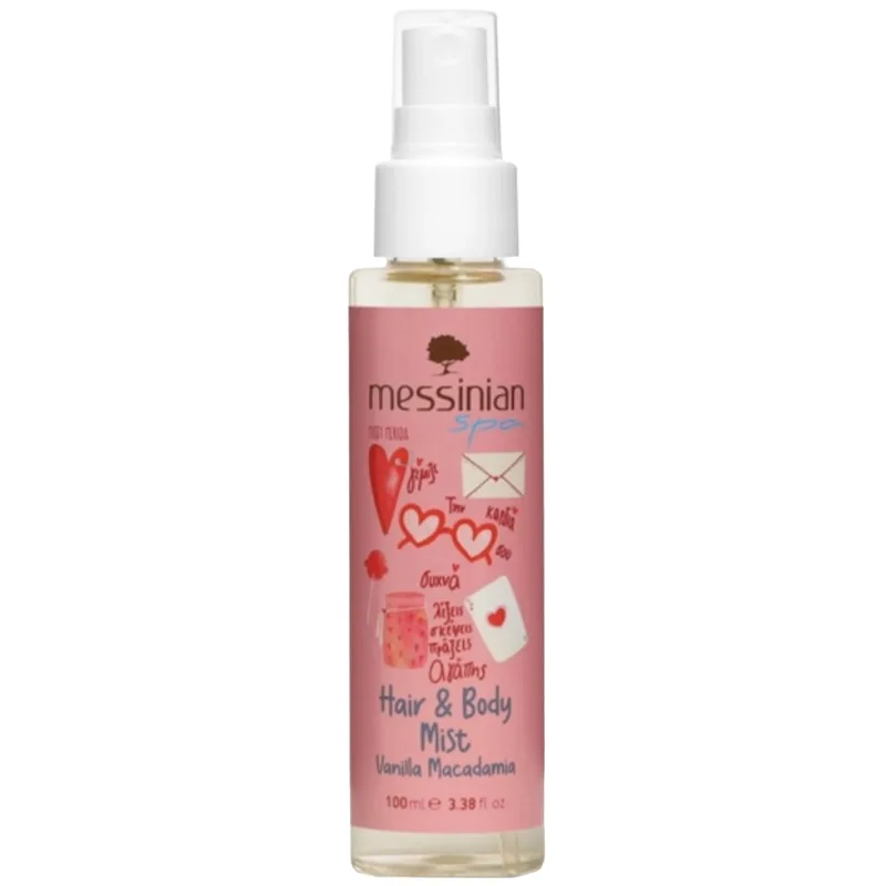 Messinian Spa Vanilla Macadamia Hair & Body Mist Ενυδατικό Mist Μαλλιών & Σώματος με Άρωμα Καραμελωμένη Βανίλια 100ml