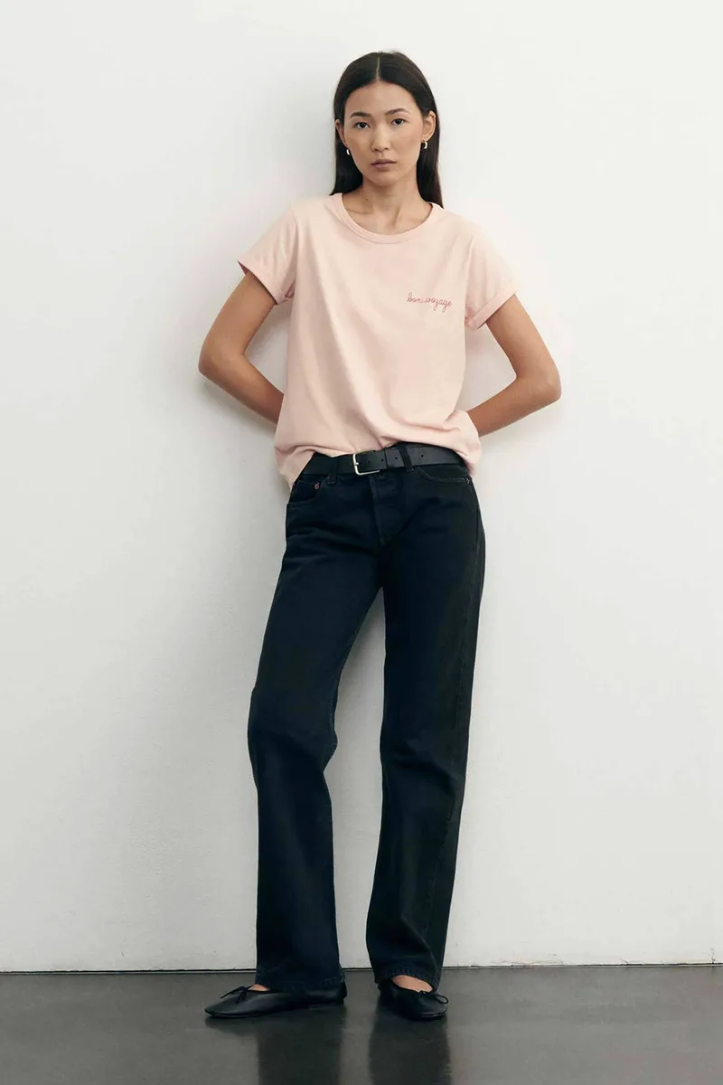Maison Labiche γυναικείο T-shirt Slim Fit "Bon Voyage Poitou" - SWPOITOUBONVOY Ροζ