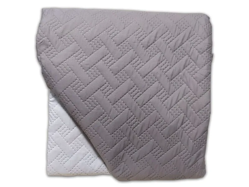 Κουβερλί Διπλό Microfiber Διπλής Όψης Lines Γαρύφαλλο 220x240 - Καφέγκρι- Του Πάγου