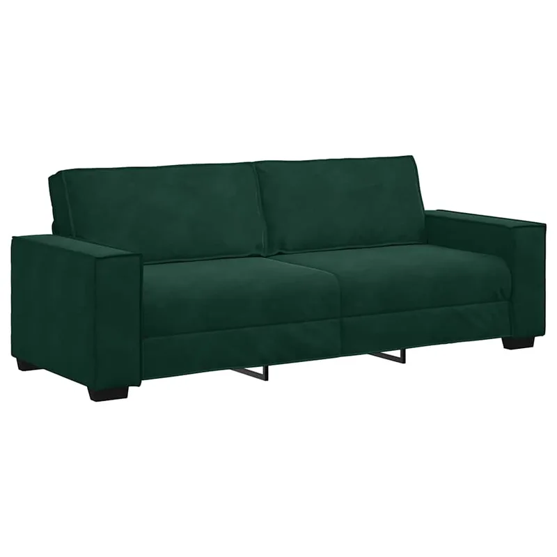 vidaXL Τριθέσιος Καναπές Σκούρο Πράσινο 220x78x84 εκ. Βελούδο