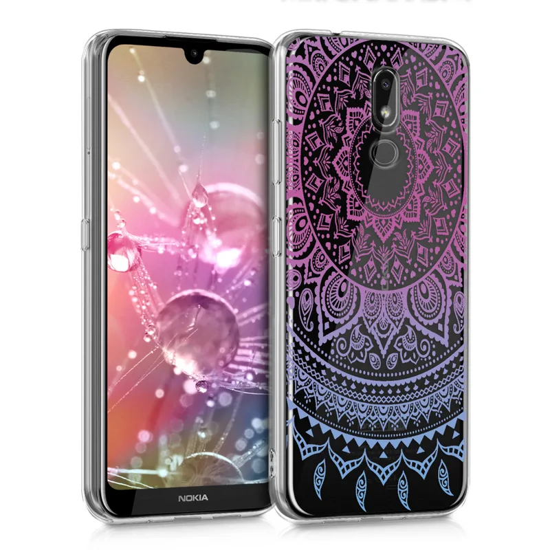 KW Θήκη Σιλικόνης Nokia 3.2 - Crystal Clear - Blue / Dark Ροζ / Transparent (48015.03)