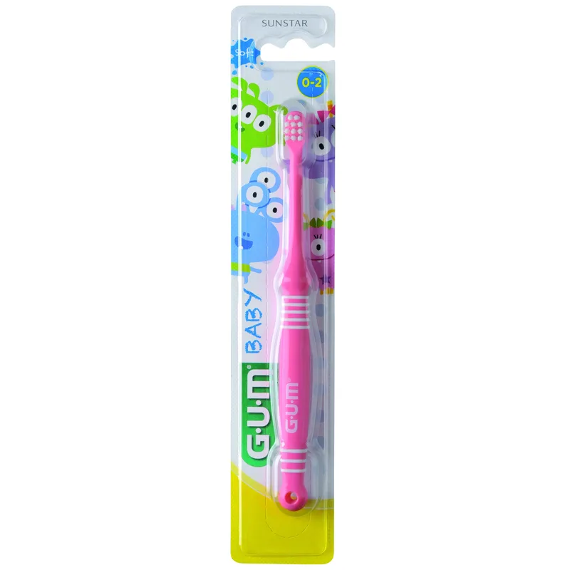 Gum Baby 0-2 Years Soft Toothbrush Βρεφική Οδοντόβουρτσα με Μαλακές Τρίχες & Μικρή Κεφαλή για Ευκολία στη Χρήση 1 Τεμάχιο - Ροζ