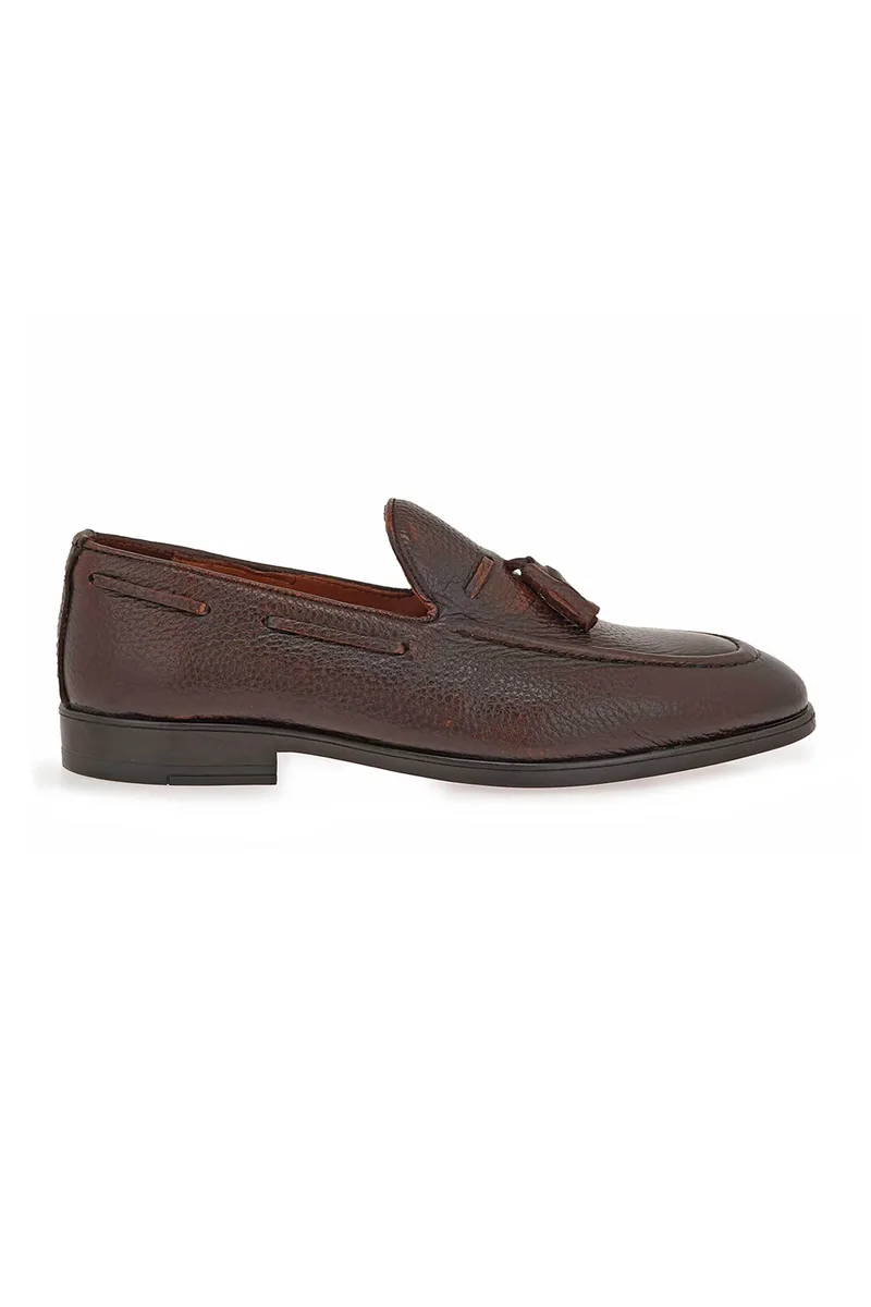 Giovanni Morelli ανδρικά δερμάτινα loafers μονόχρωμα - W553H4051AS2 Καφέ