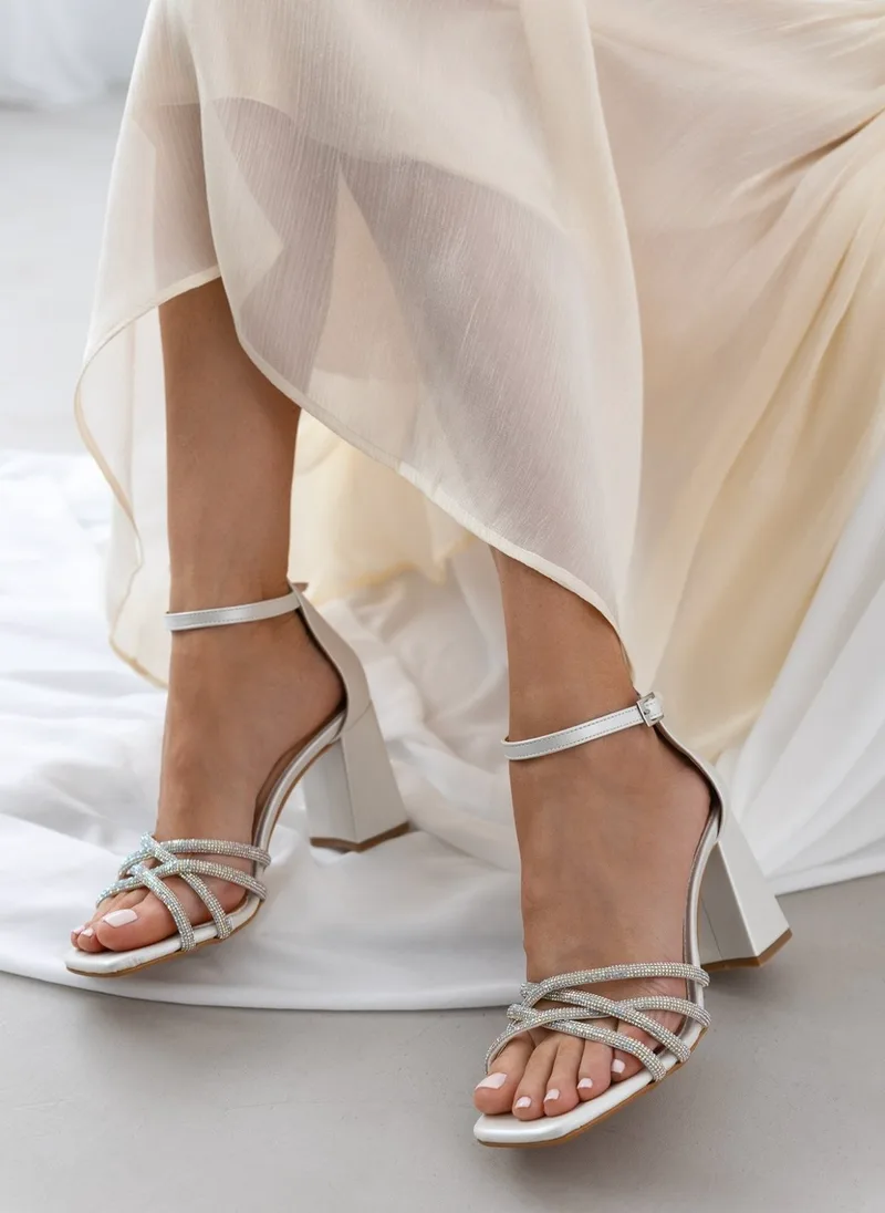 TFP Sandals with Strass Ankle Strap - 1740 (πέρλα) - White
