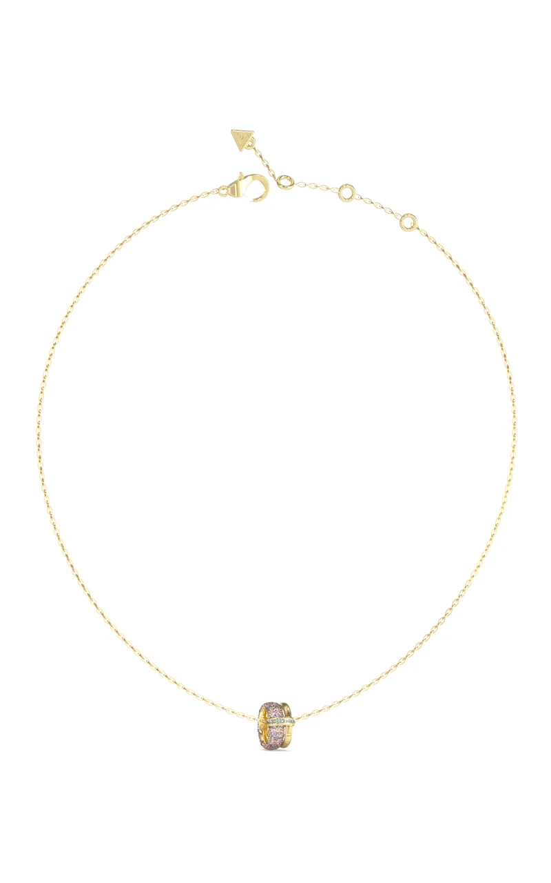 GUESS STEEL FABULOUS ME JUBN05195JWYGLRT/U Κολιέ Χρυσό Με Σχέδιο Με Ροζ Πέτρες