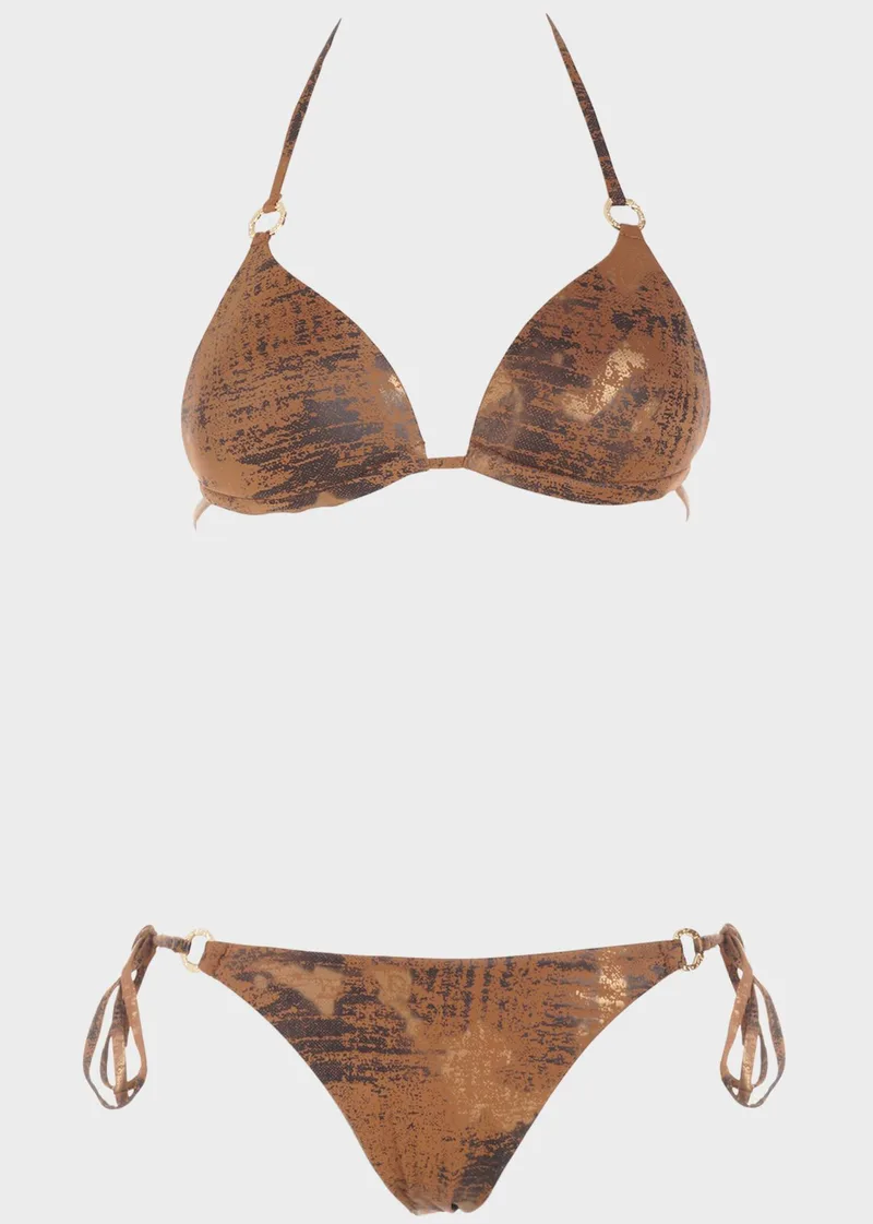 Bikini τριγωνάκι push up all print. Kαλύπτει B Cup ΚΑΦΕ