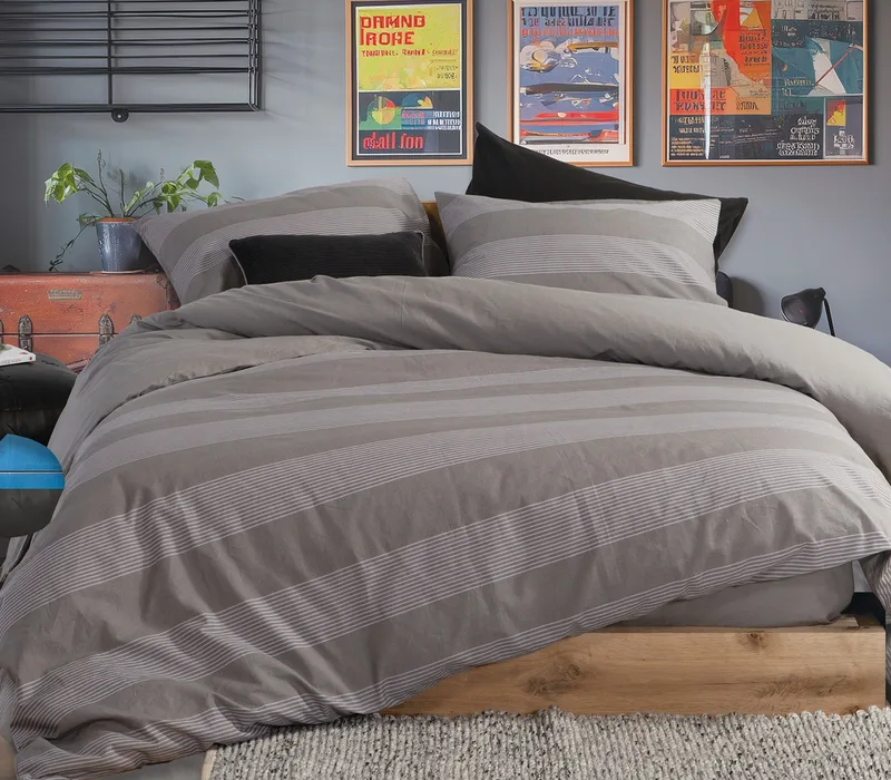 Σετ Σεντόνια Μονά 3 Τεμαχίων Nef-Nef Casual Stripe D.Grey 170x270