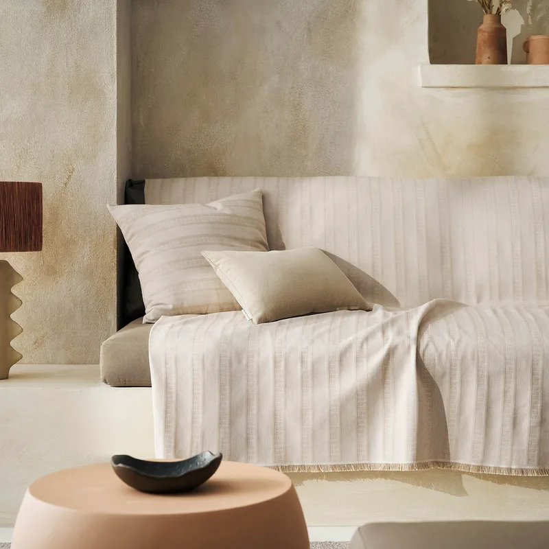 Ριχτάρι Καναπέ Τριθέσιου (180x310) Gofis Home Laurel Hemp Μπεζ 731/04