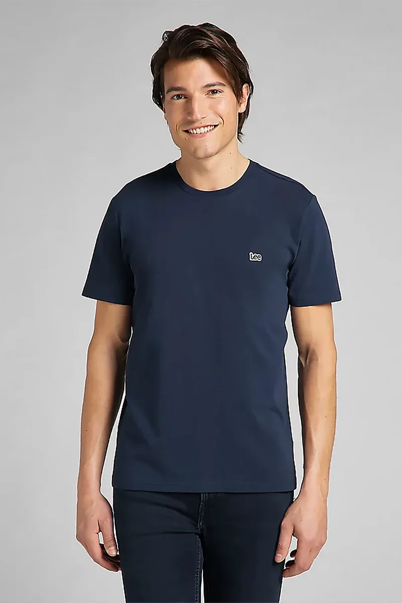 Lee ανδρικό T-shirt μονόχρωμο με logo patch Regular Fit - L60UFQ35-** Μπλε Σκούρο