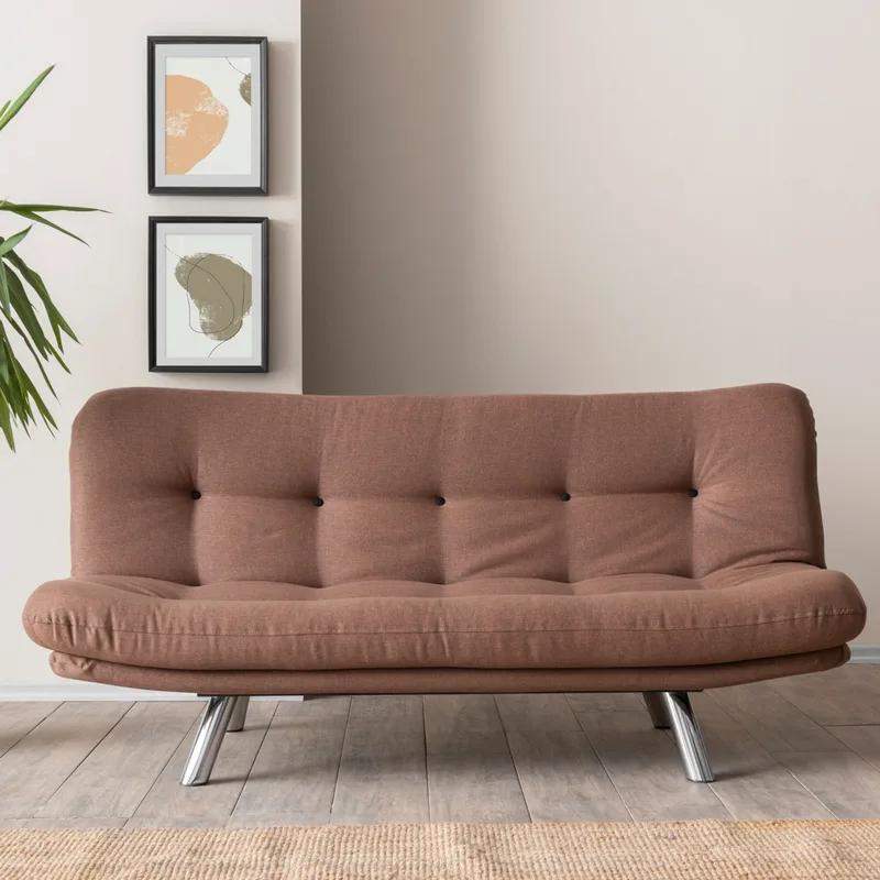 Τριθέσιος Καναπές-Κρεβάτι Misa Small Sofabed - Light Brown 859Ftn2830 (175x40x52)