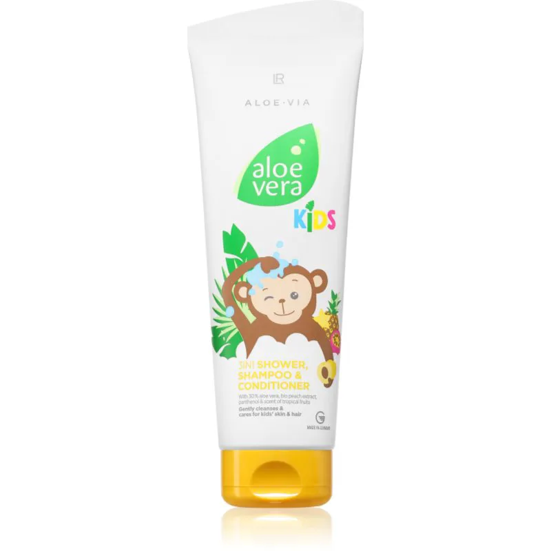LR Aloe Vera Kids 3 σε 1 σαμπουάν, μαλακτικό και τζελ για ντους για παιδιά 250 ml
