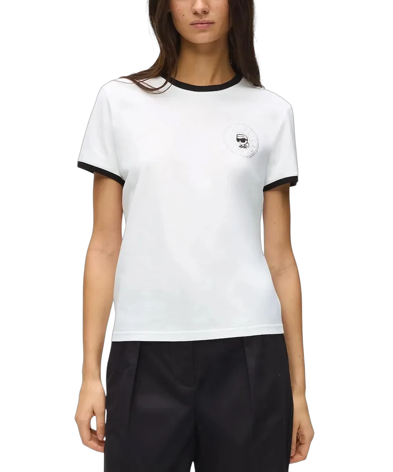 Γυναικείο Ikon Small Circle T-shirt Λευκό Karl Lagerfeld B2W17026-101 WHITE/BLACK