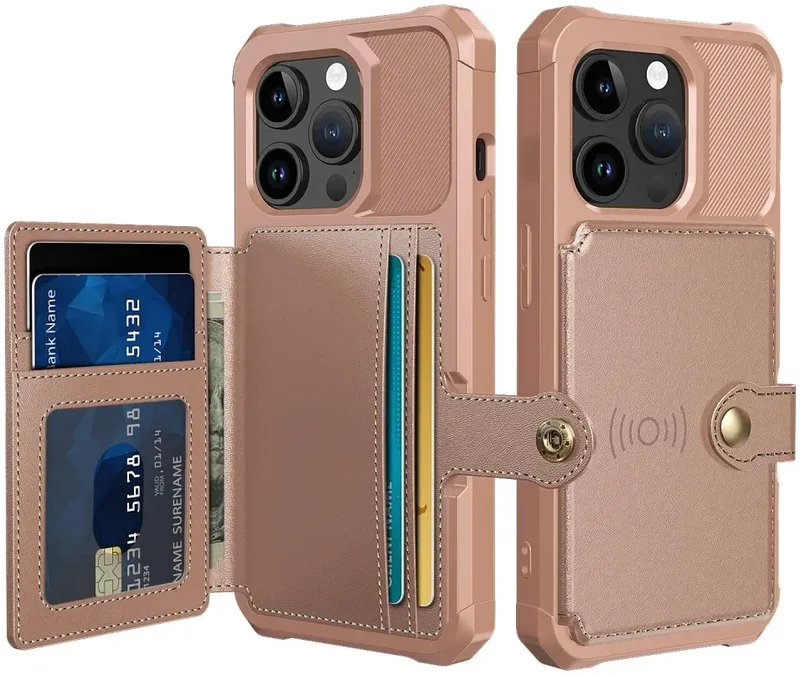 HappyCase 3 σε 1 - Θήκη Σιλικόνης με Ενσωματωμένο PU Πορτοφόλι - Apple iPhone 15 Pro - Ροζ (8719246421013)