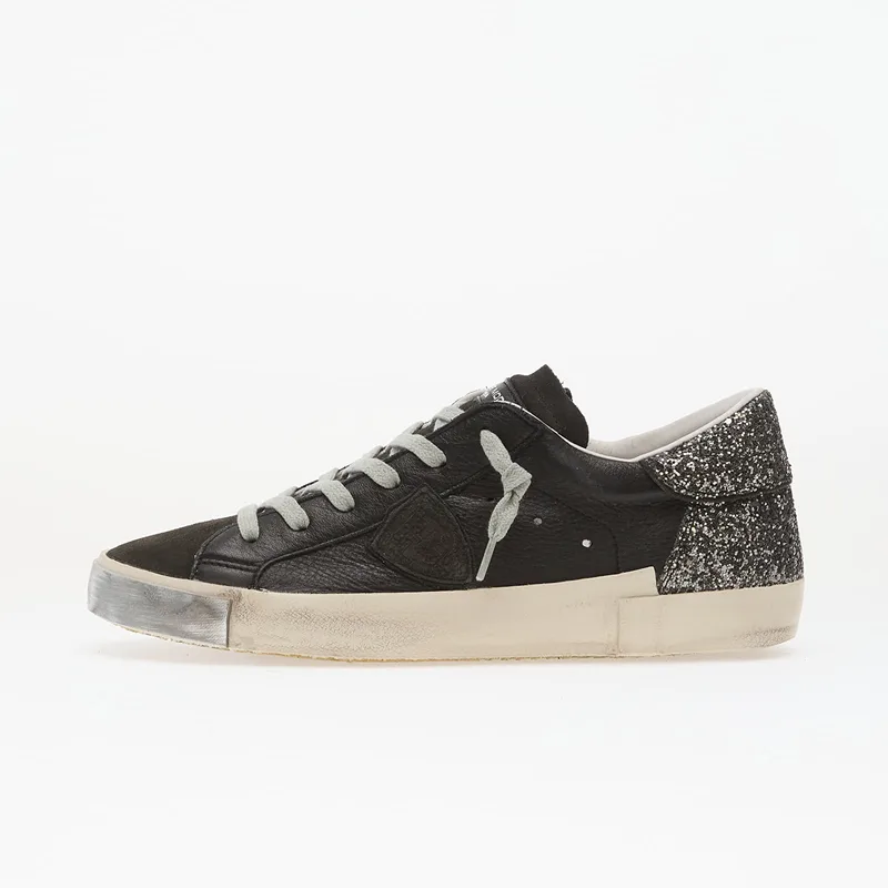 Sneakers Philippe Model Prsx Low Woman Veau Glitter Mixage/ Noir EUR 40