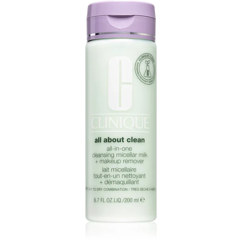 Clinique All About Clean™ All-in-One Cleansing Micellar Milk + Makeup Remover απαλό καθαριστικό γαλάκτωμα για ξηρή έως πολύ ξηρή επιδερμίδα 200 ml